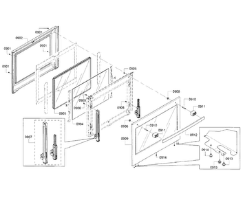 Door Diagram and Parts List for HGIP054UC 03 Bosch Range
