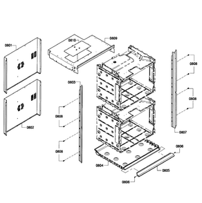 Cabinet Assy Diagram and Parts List for HBL8650UC 05 Bosch Wall Oven