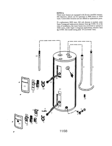50 Gallon Electric Water Heater Diagram and Parts List for 153314574  Kenmore Water Heater
