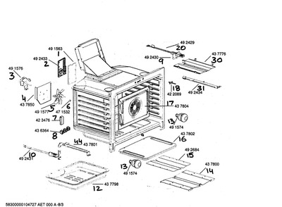 Oven Cavity Asy Diagram and Parts List for HGS446UC 01 Bosch Range