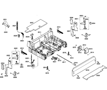 Base Assy Diagram and Parts List for SHE58C02UC 38 Bosch Dishwasher