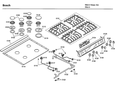 Top Assembly Diagram and Parts List for HDI7282U 02 Bosch Range