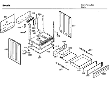 Cabinet/Drawer Diagram and Parts List for HDI7132U 01 Bosch Range