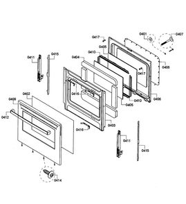 Door Assy Diagram and Parts List for HES3053U 05 Bosch Range