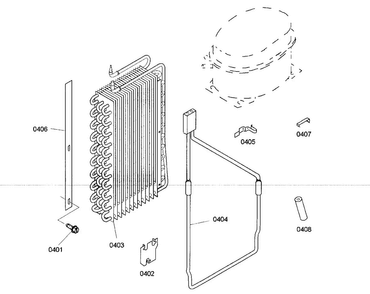 Evaporator Diagram and Parts List for KBUDT4875E 01 Thermador Refrigerator