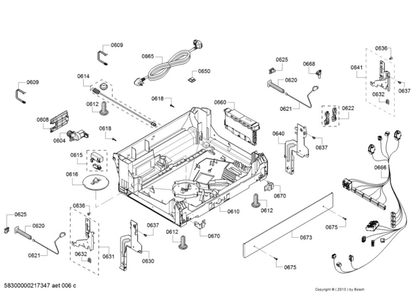 Base/Cable Harness/Power Cord Diagram and Parts List for SHXM78Z55N 01 Bosch Dishwasher