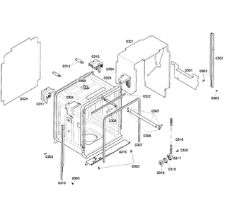Cabinet Diagram and Parts List for SHE58C02UC 52 Bosch Dishwasher