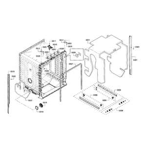 Frame & Cavity Diagram and Parts List for SHX3AR72UC 10 Bosch Dishwasher
