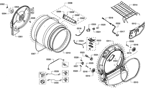 Drum Assy Diagram and Parts List for WTVC833PUS 10 Bosch Dryer