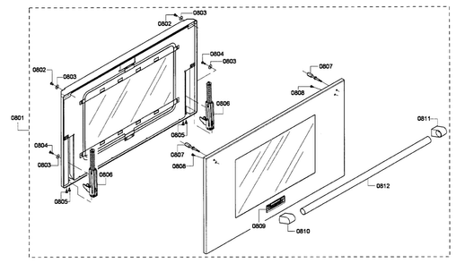 Door Assy Diagram and Parts List for PRD366GHU 01 Thermador Range