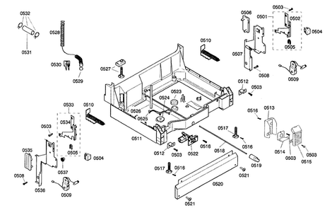 Base Assy Diagram and Parts List for SHX33A06UC 21 Bosch Dishwasher