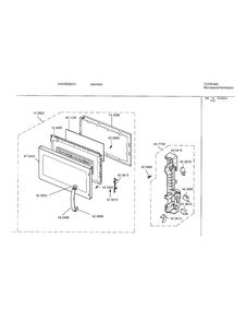 Door Latch Assembly Diagram and Parts List for HMV9305 01 Bosch Microwave