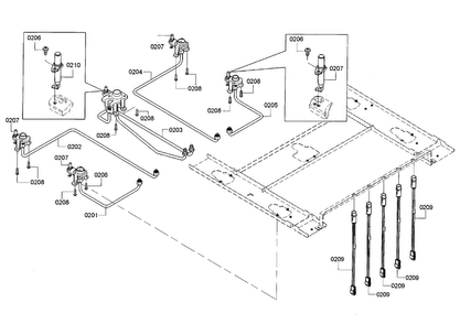 Valve Assy Diagram and Parts List for NGMP055UC 01 Bosch Cooktop