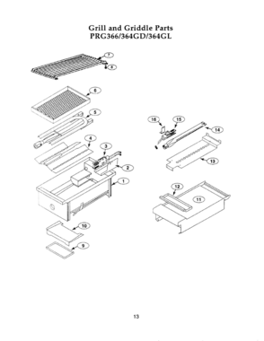 12 - GRILL & GRIDDLE Diagram and Parts List for PRG364GD  Bosch Range