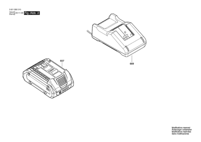 Figure 2 Diagram and Parts List for 3601EB2010 GST18V-50B Bosch Jig Saw