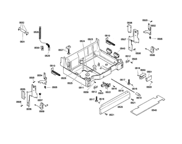 Base Diagram and Parts List for SHI66A05UC 14 Bosch Dishwasher