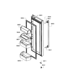 Top Right Door Diagram and Parts List for B26FT80SNS 01 Bosch Refrigerator