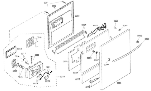Door Assy Diagram and Parts List for SHX55M05UC 46 Bosch Dishwasher
