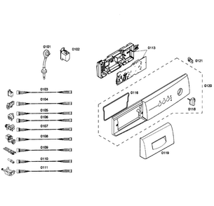 Control Panel Diagram and Parts List for WAE20060UC 01 Bosch Washer