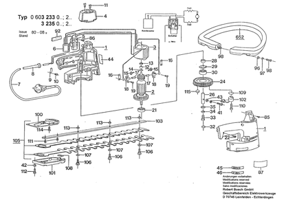 Section 1 Diagram and Parts List for 0603235203  Bosch Hedge Trimmer