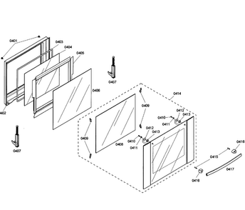 Door Upper Diagram and Parts List for HBL3560UC 01 Bosch Wall Oven