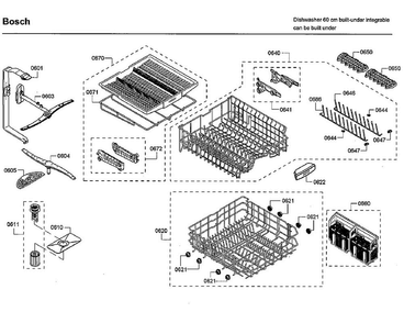 Rack Diagram and Parts List for SHP65TL6UC 02 Bosch Dishwasher