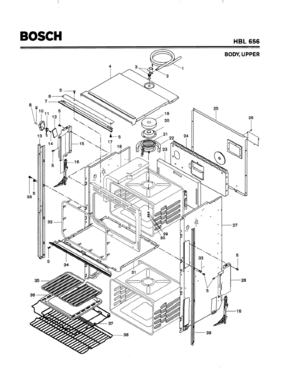 01 - BODY, UPPER Diagram and Parts List for HBL656  Bosch Range
