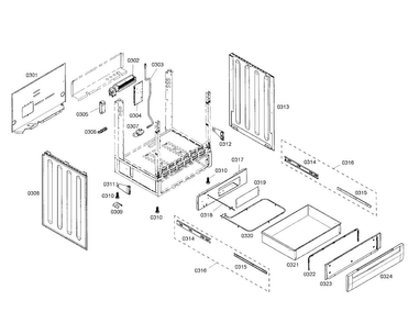 Drawer/side Panels Diagram and Parts List for HDI7282U 01 Bosch Range