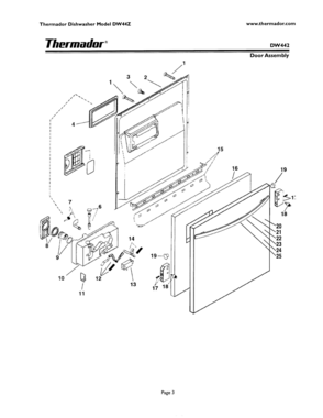 02 - DOOR Diagram and Parts List for DW44ZSB  Bosch Dishwasher