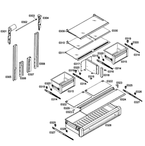 Shelfs Refrig Diagram and Parts List for T36IT71NNP 01 Thermador Refrigerator