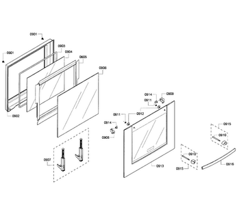 Door Assy Diagram and Parts List for HBL5750UC 06 Bosch Microwave
