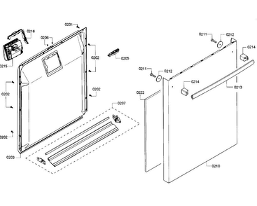 Door Section Diagram and Parts List for SHX3AR76UC 19 Bosch Dishwasher
