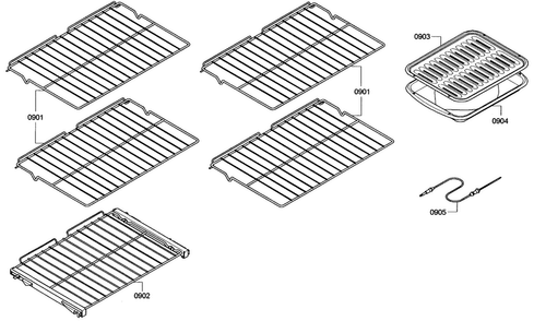Racks Assy Diagram and Parts List for ME302EP01  Thermador Wall Oven
