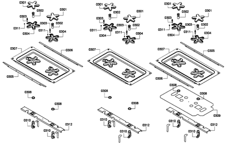 Burners Assy Diagram and Parts List for PRD366EPG-01  Thermador Range