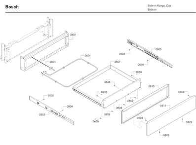 Drawer Diagram and Parts List for HDI8054U 04 Bosch Range