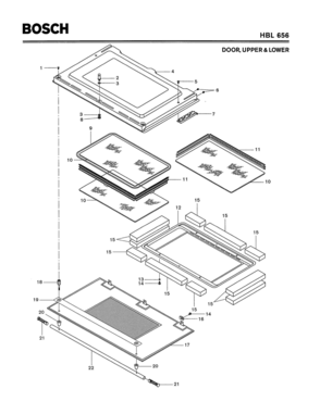06 - DOOR, UPPER & LOWER Diagram and Parts List for HBL656  Bosch Range