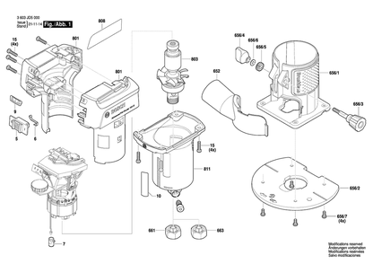 Diagram 1 Diagram and Parts List for 3603JD5000  Bosch Router