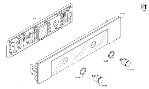 Control Panel Diagram and Parts List for HBN3450UC 10 Bosch Wall Oven