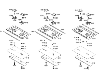 Burners Assy Diagram and Parts List for PD366BS 08 Thermador Range