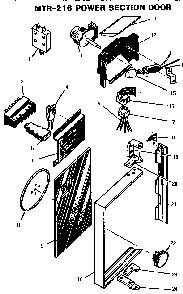 Power Section Door Diagram and Parts List for MTR-36  Thermador Microwave