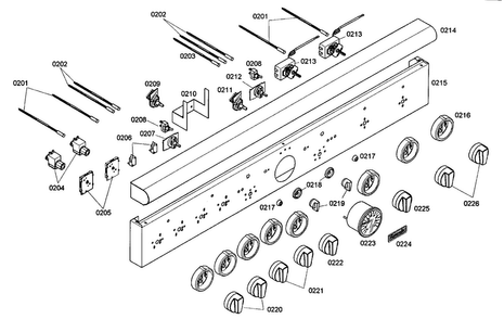 Front Panel Diagram and Parts List for PRD484EEG01  Thermador Range