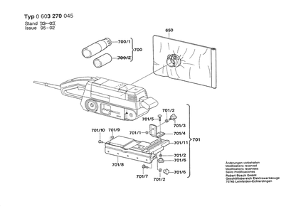 Section 2 Diagram and Parts List for PBS75 0603270045 Bosch Belt or Drum Sander
