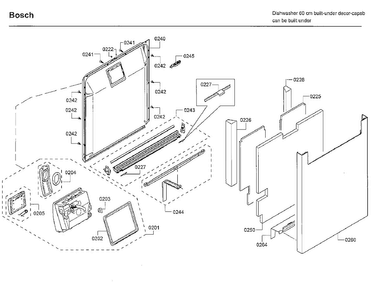 Door Diagram and Parts List for SHEM78W55N 01 Bosch Dishwasher