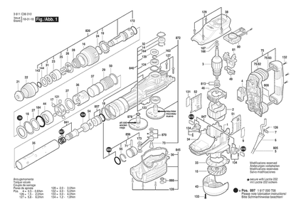 Section 1 Diagram and Parts List for GSH11VC 3611C36010 Bosch Demolition Hammer
