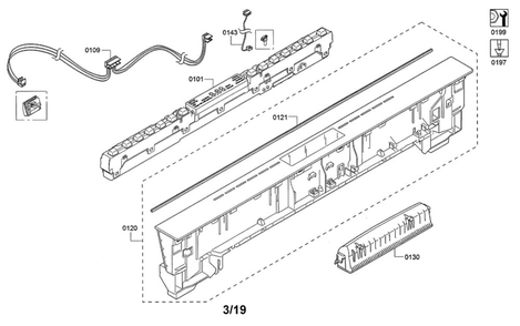 Fascia Panel Diagram and Parts List for SHPM78W52N 10 Bosch Dishwasher