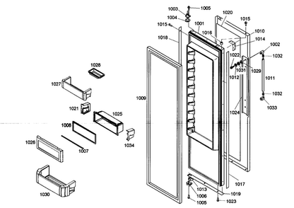 Refrigerator Door Diagram and Parts List for KBUDT4265E 01 Thermador Refrigerator