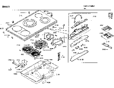 Cooktop Diagram and Parts List for NETP668SUC 01 Bosch Cooktop