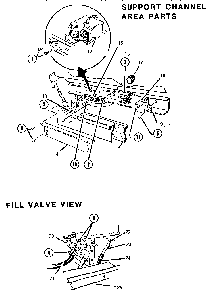 Support Channel & Fill Valve Diagram and Parts List for WCTD5500  Thermador Dishwasher