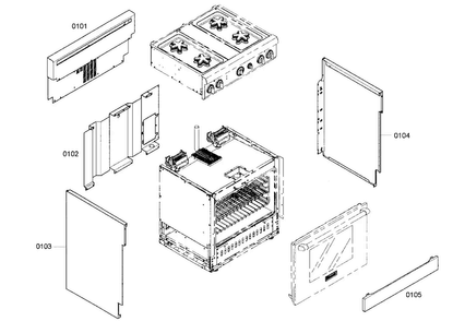 Cabinet Parts Diagram and Parts List for PRD304EHC 02 Thermador Range