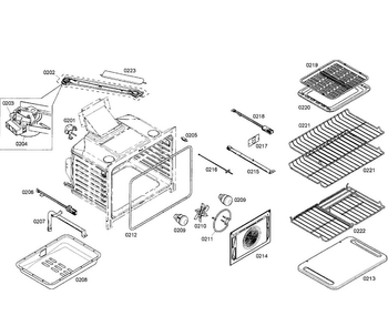 Oven Cavity Diagram and Parts List for HGS7052UC 01 Bosch Range